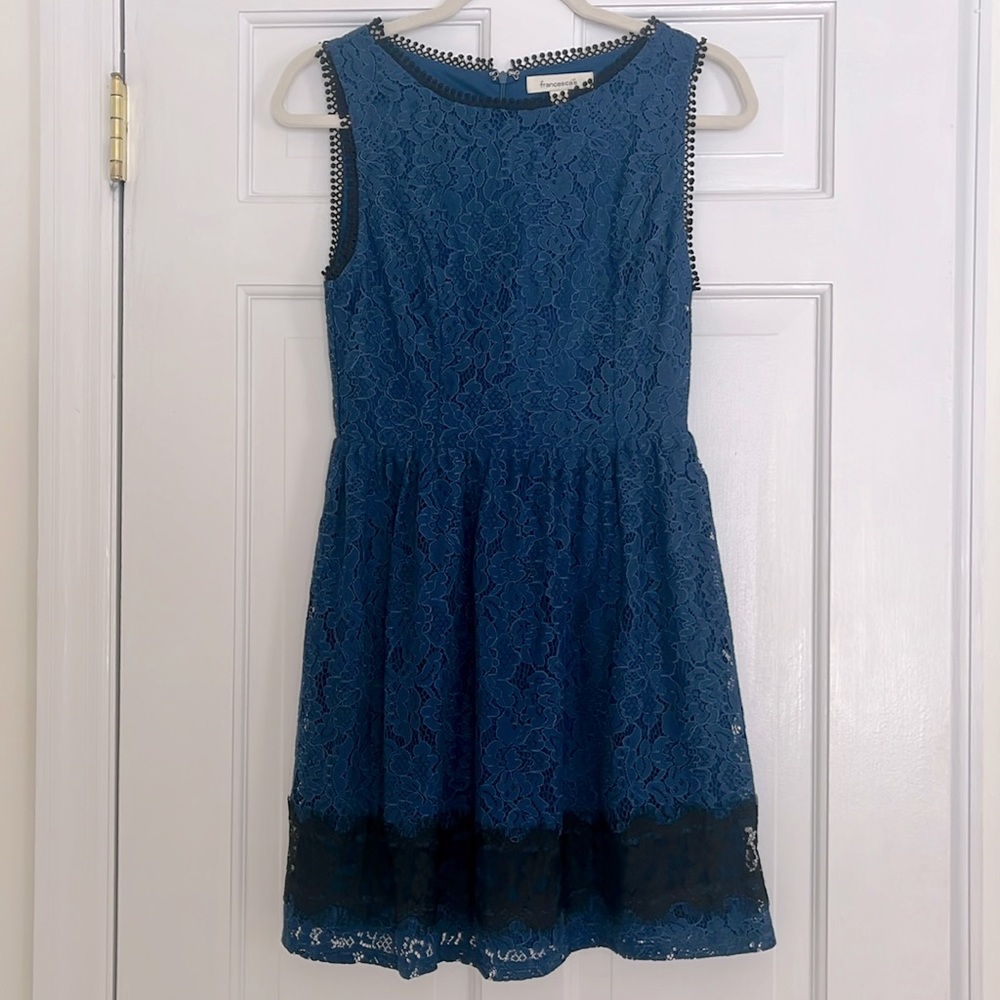 FRANCESCA’s Blue and Black Lace Dress - Size SMALL